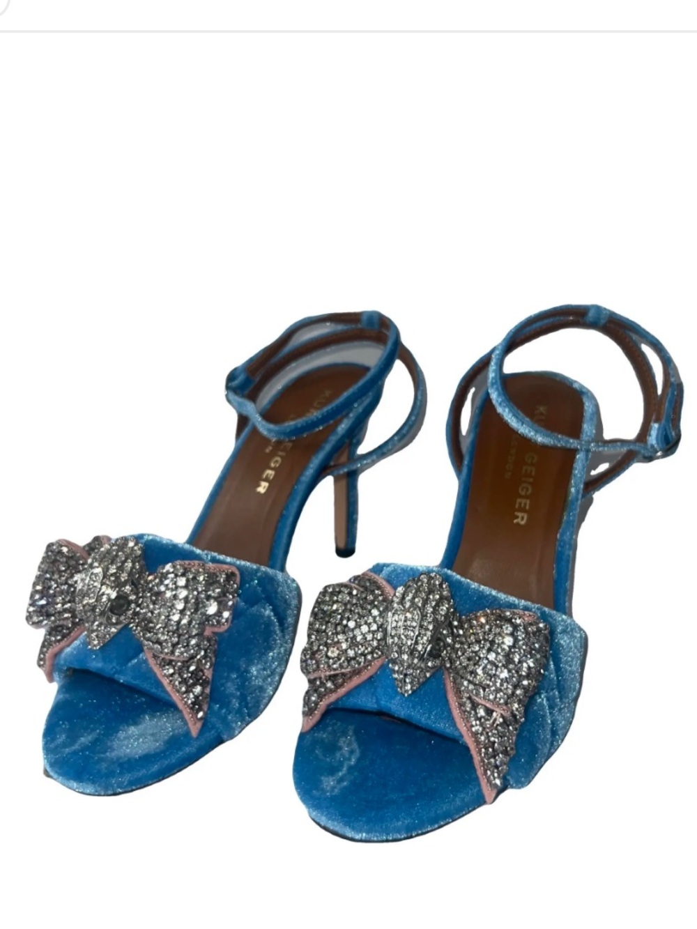 Kurt Geiger Blue Velvet Kensington Bow Sandal
